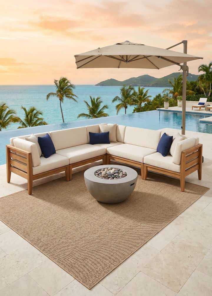 6' 1 x 9' Easy-Clean Solid Indoor / Outdoor Rug