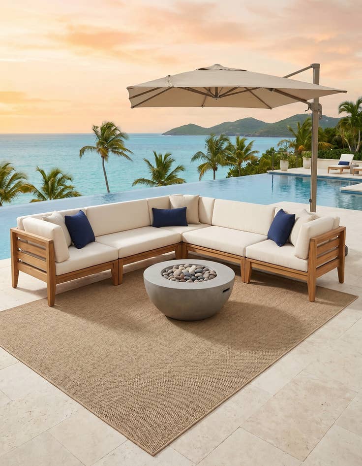 Detail image of 6' 1 x 9' Easy-Clean Solid Indoor / Outdoor Rug