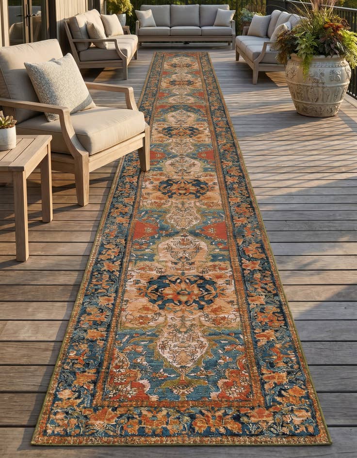 Detail image of 2' 7 x 12' Easy-Clean Traditional Indoor / Outdoor Runner Rug