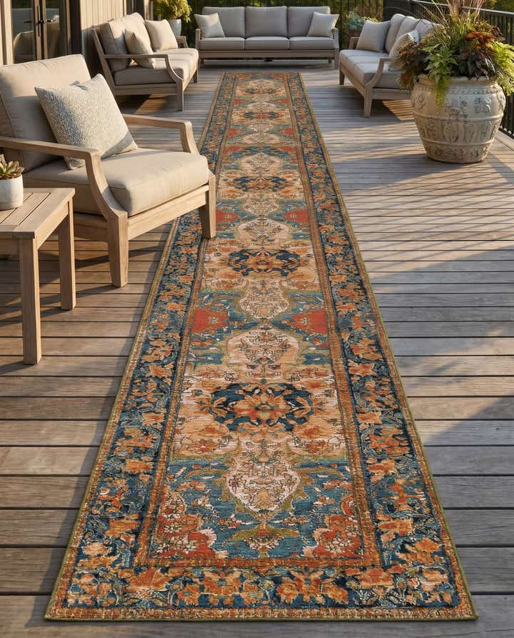 2' 7 x 12' Easy-Clean Traditional Indoor / Outdoor Runner Rug