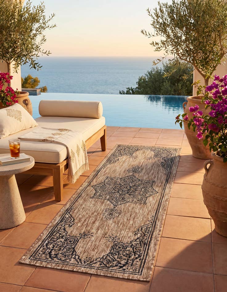 Detail image of 2' x 6' Easy-Clean Traditional Indoor / Outdoor Runner Rug