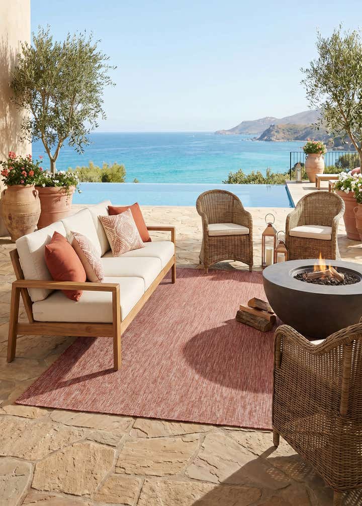 5' 3 x 8' Easy-Clean Solid Indoor / Outdoor Rug