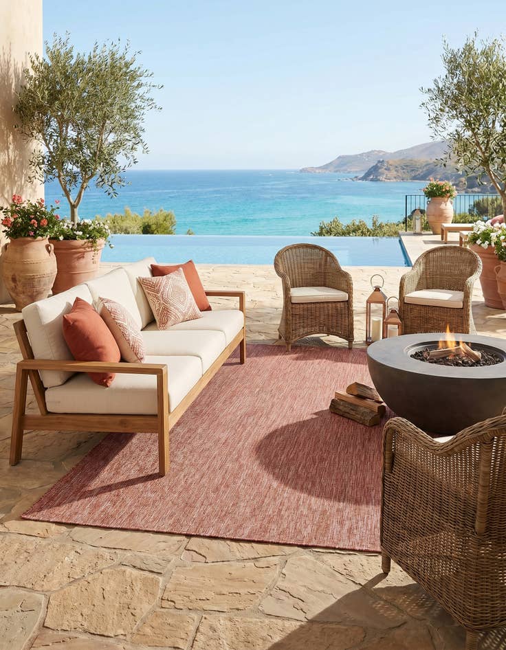 Detail image of 5' 3 x 8' Easy-Clean Solid Indoor / Outdoor Rug
