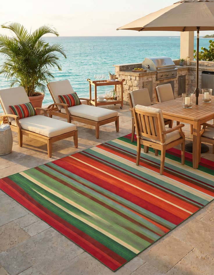 Detail image of 7' 10 x 11' Easy-Clean Modern Indoor / Outdoor Rug