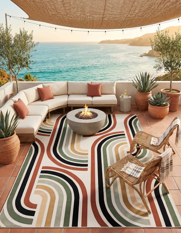 Detail image of 10' x 14' Easy-Clean Modern Indoor / Outdoor Rug