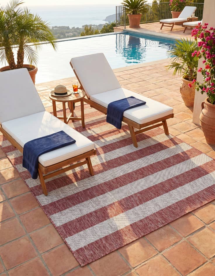 Detail image of 6' x 9' Easy-Clean Striped Indoor / Outdoor Rug