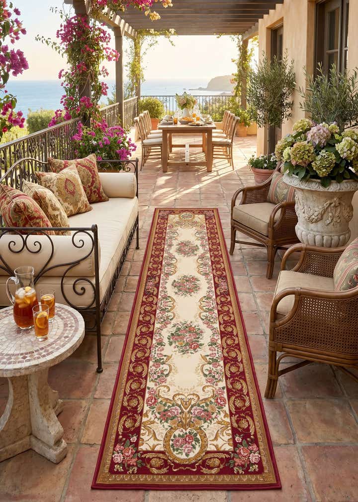 2' 7 x 12' Easy-Clean Traditional Indoor / Outdoor Runner Rug