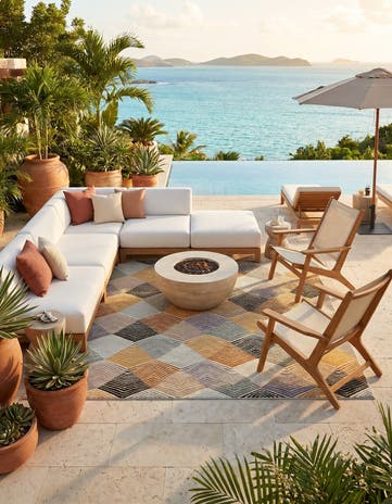 7' 10 x 7' 10 Easy-Clean Modern Indoor / Outdoor Square Rug