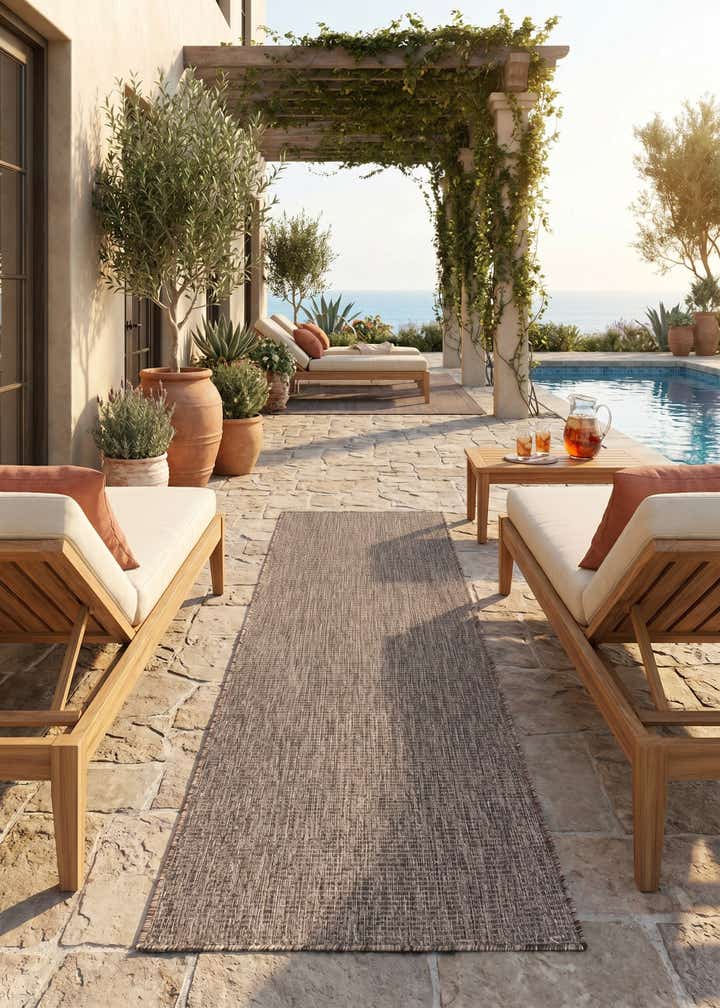 2' x 6' Easy-Clean Solid Indoor / Outdoor Runner Rug