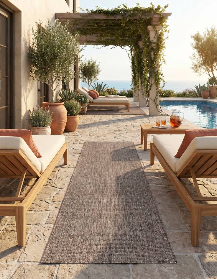 Detail image of 2' x 6' Easy-Clean Solid Indoor / Outdoor Runner Rug