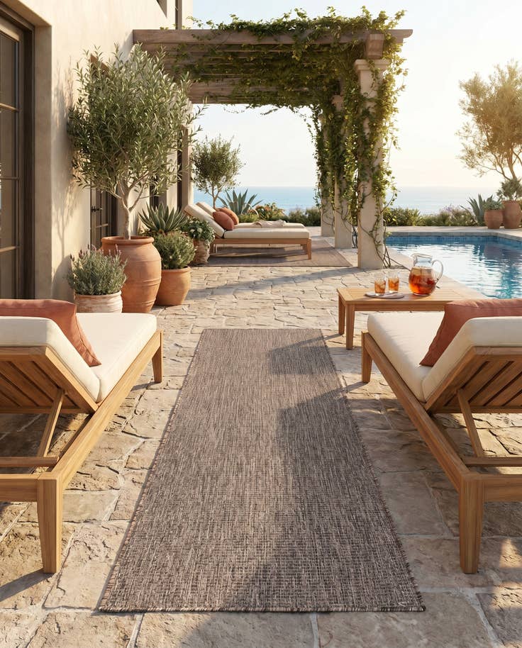 Detail image of 2' x 6' Easy-Clean Solid Indoor / Outdoor Runner Rug