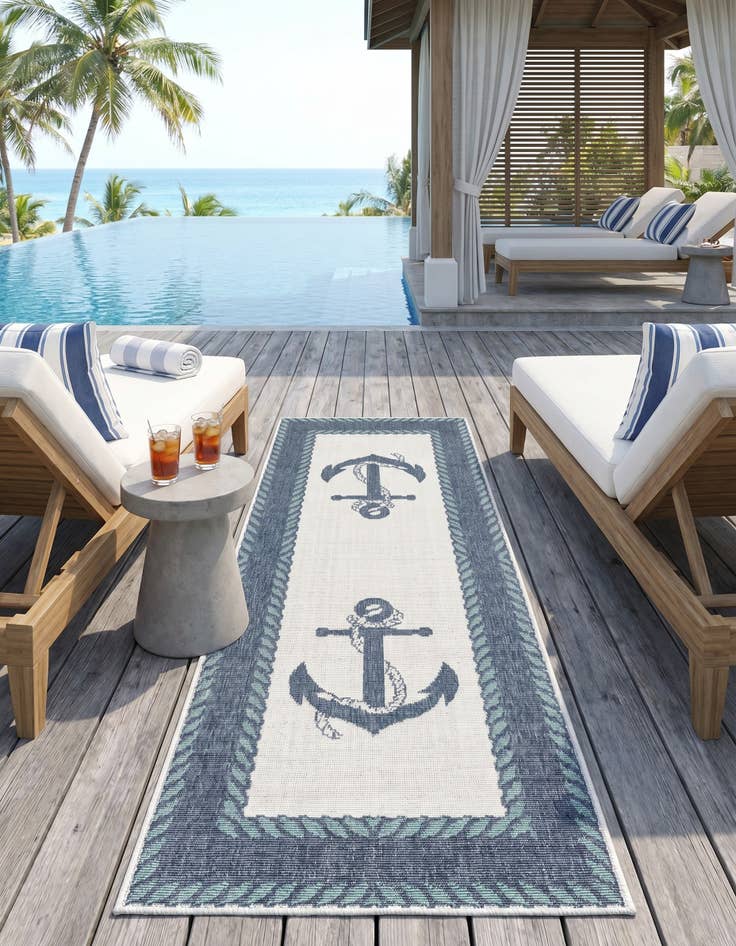 Detail image of 2' x 6' Easy-Clean Coastal Indoor / Outdoor Runner Rug
