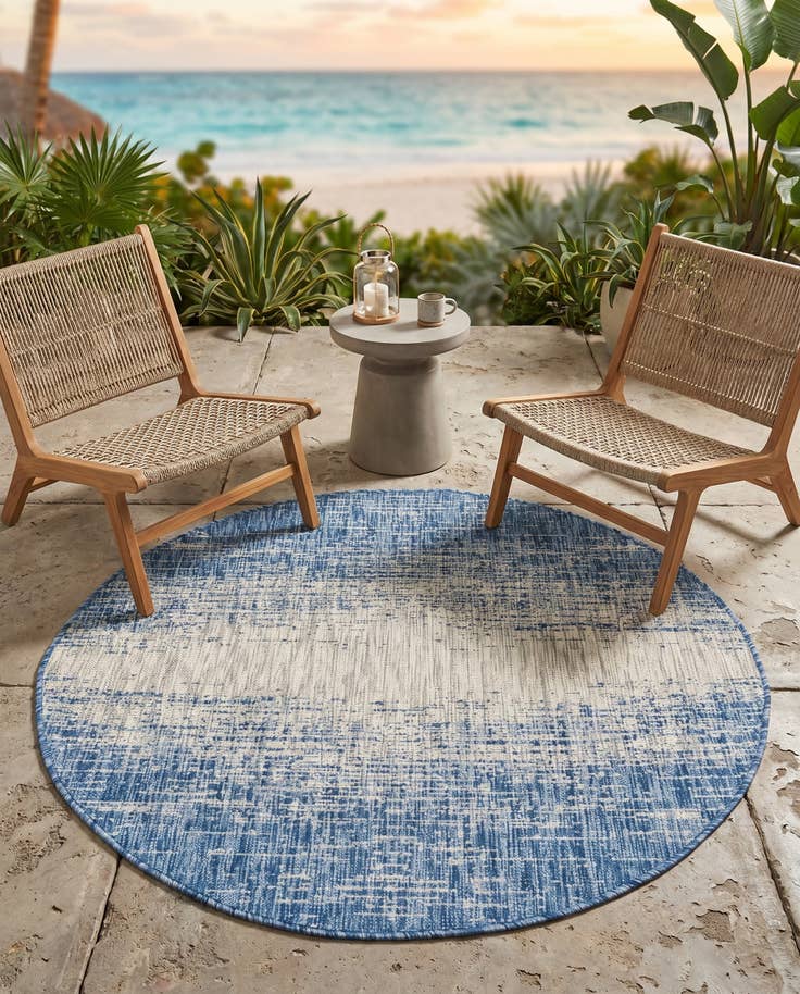 Detail image of 4' x 4' Easy-Clean Modern Indoor / Outdoor Round Rug