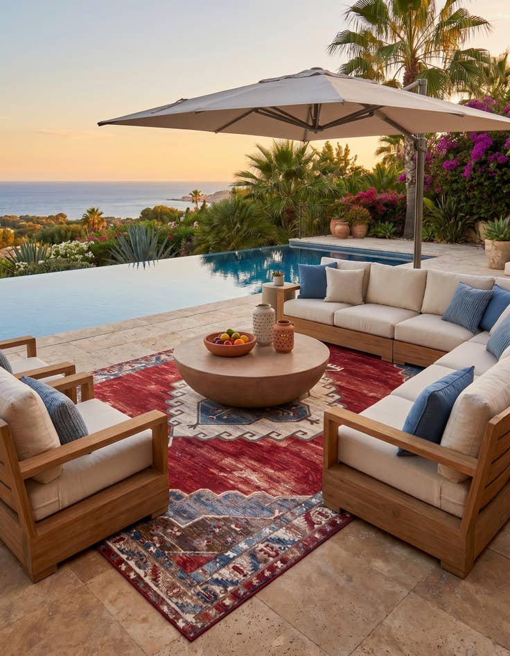 Detail image of 10' x 14' Easy-Clean Traditional Indoor / Outdoor Rug