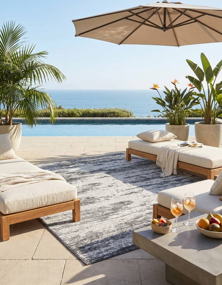 Detail image of 7' 10 x 11' Easy-Clean Modern Indoor / Outdoor Rug