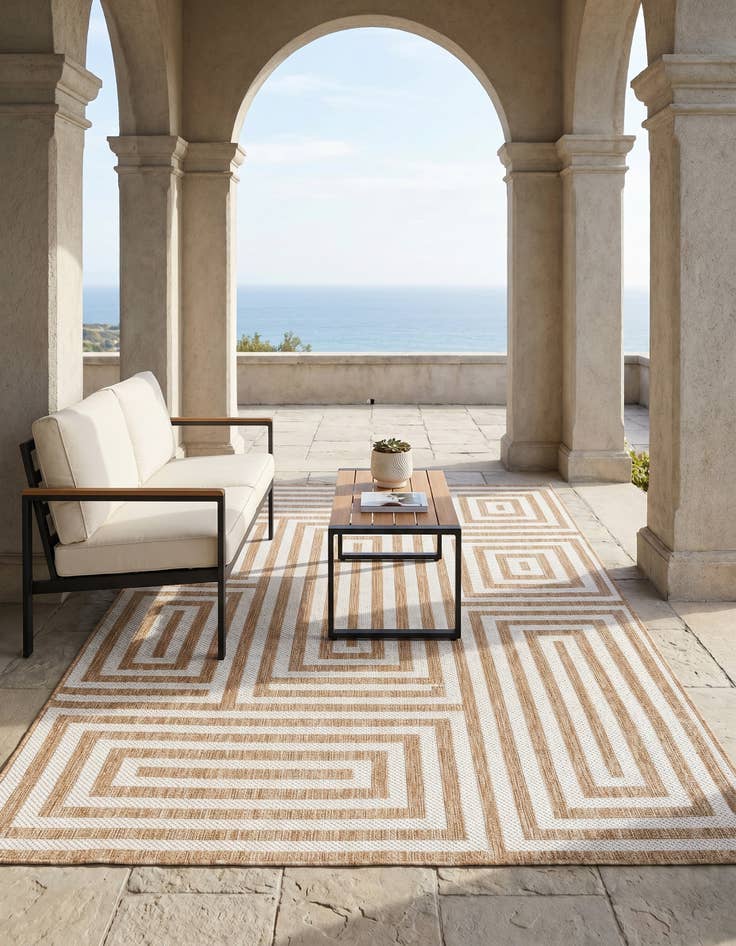 Detail image of 5' 3 x 8' Easy-Clean Modern Indoor / Outdoor Rug