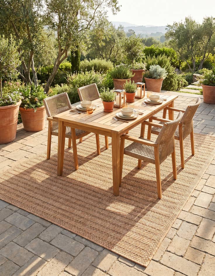 Detail image of 5' 3 x 8' Easy-Clean Border Indoor / Outdoor Rug