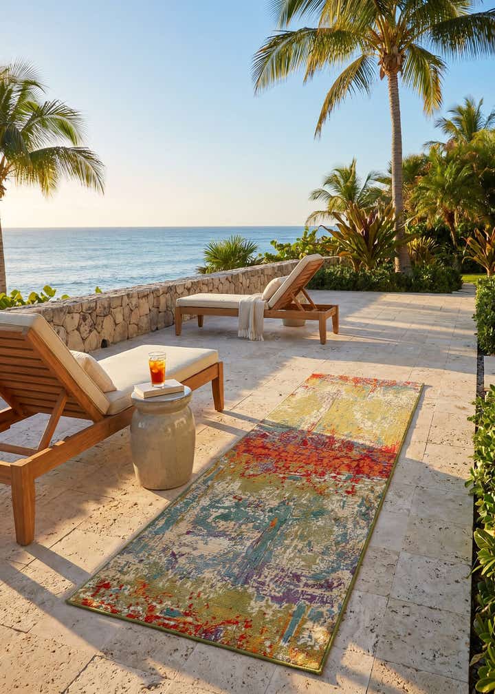 2' 7 x 7' Easy-Clean Modern Indoor / Outdoor Runner Rug