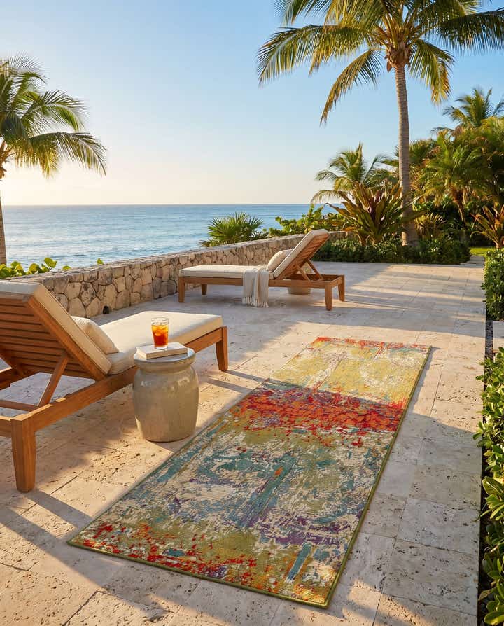 2' 7 x 7' Easy-Clean Modern Indoor / Outdoor Runner Rug