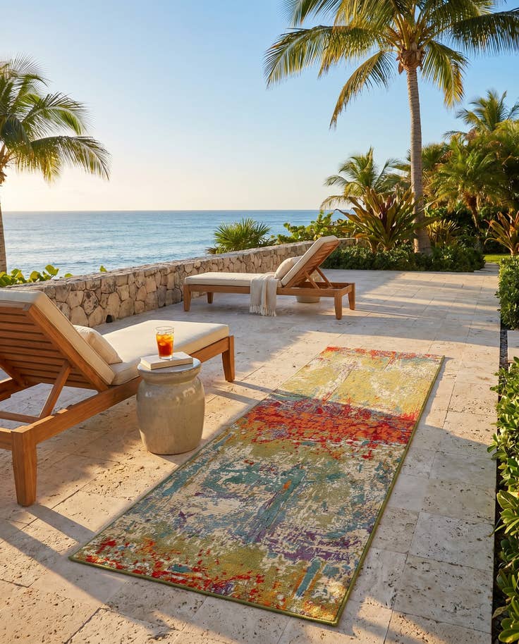 Detail image of 2' 7 x 7' Easy-Clean Modern Indoor / Outdoor Runner Rug