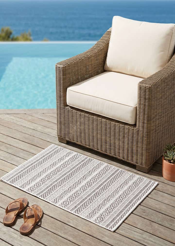 2' x 3' Easy-Clean Striped Indoor / Outdoor Rug