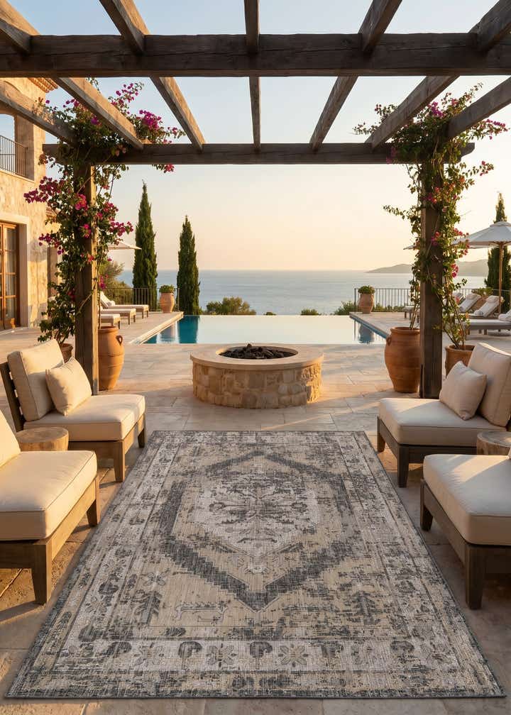 7' x 10' Easy-Clean Traditional Indoor / Outdoor Rug