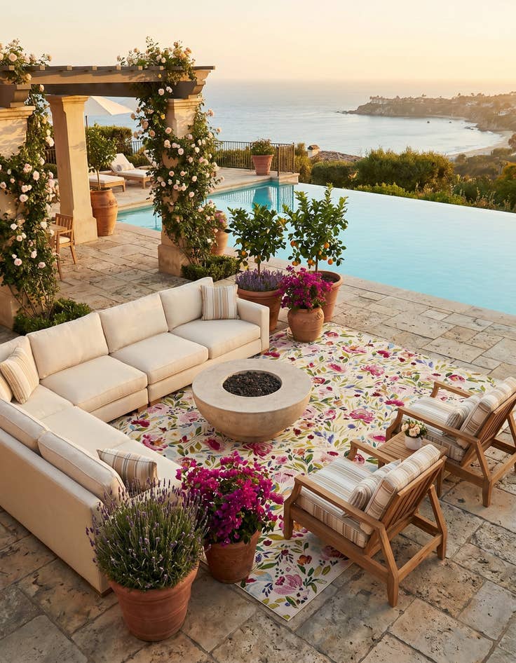 Detail image of 9' x 12' Easy-Clean Botanical Indoor / Outdoor Rug