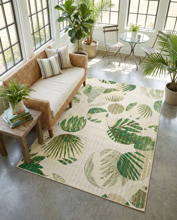 Detail image of 5' x 7' Easy-Clean Botanical Indoor / Outdoor Rug