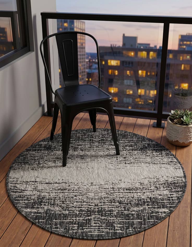 Detail image of 3' x 3' Easy-Clean Modern Indoor / Outdoor Round Rug