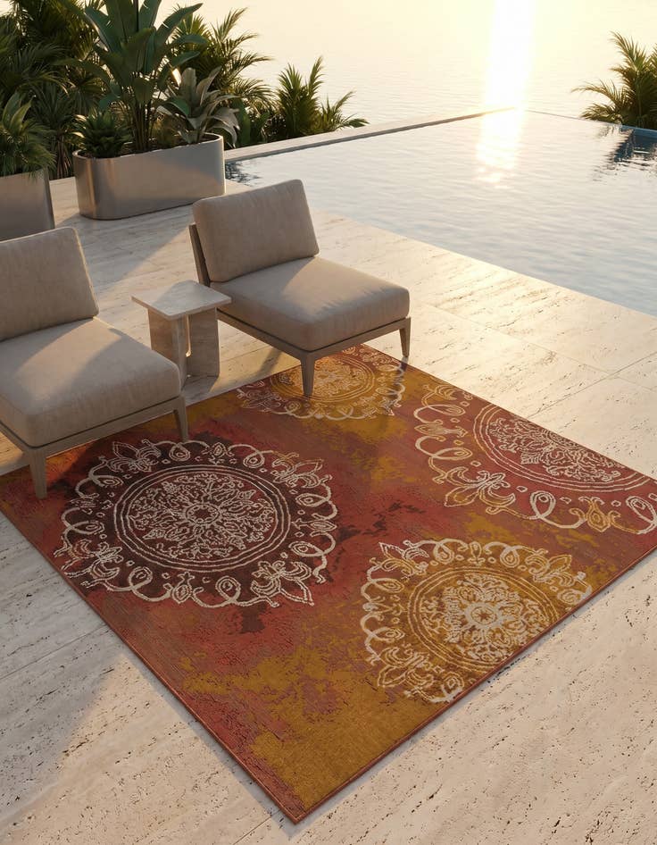 Detail image of 6' x 6' Easy-Clean Modern Indoor / Outdoor Square Rug