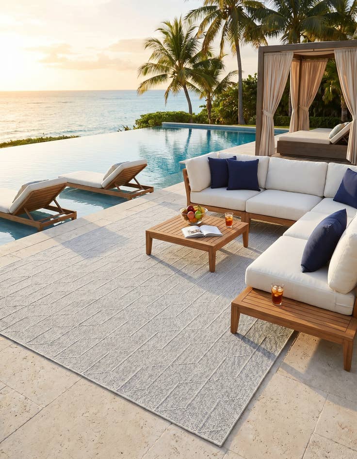 Detail image of 9' x 12' Easy-Clean Trellis Indoor / Outdoor Rug