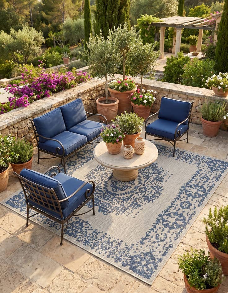 Detail image of 10' x 10' Easy-Clean Traditional Indoor / Outdoor Square Rug