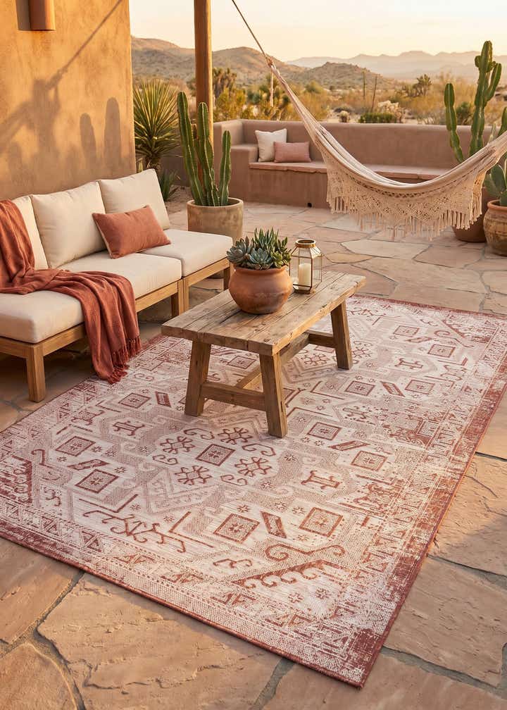 6' x 9' Easy-Clean Aztec Indoor / Outdoor Rug