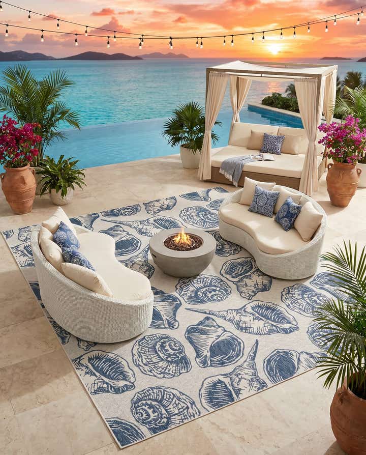 13' x 13' Easy-Clean Coastal Indoor / Outdoor Square Rug