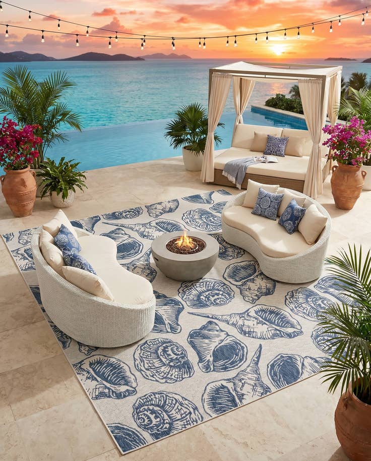 Detail image of 13' x 13' Easy-Clean Coastal Indoor / Outdoor Square Rug