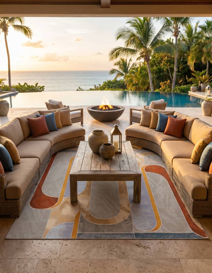 Detail image of 10' x 10' Easy-Clean Modern Indoor / Outdoor Square Rug