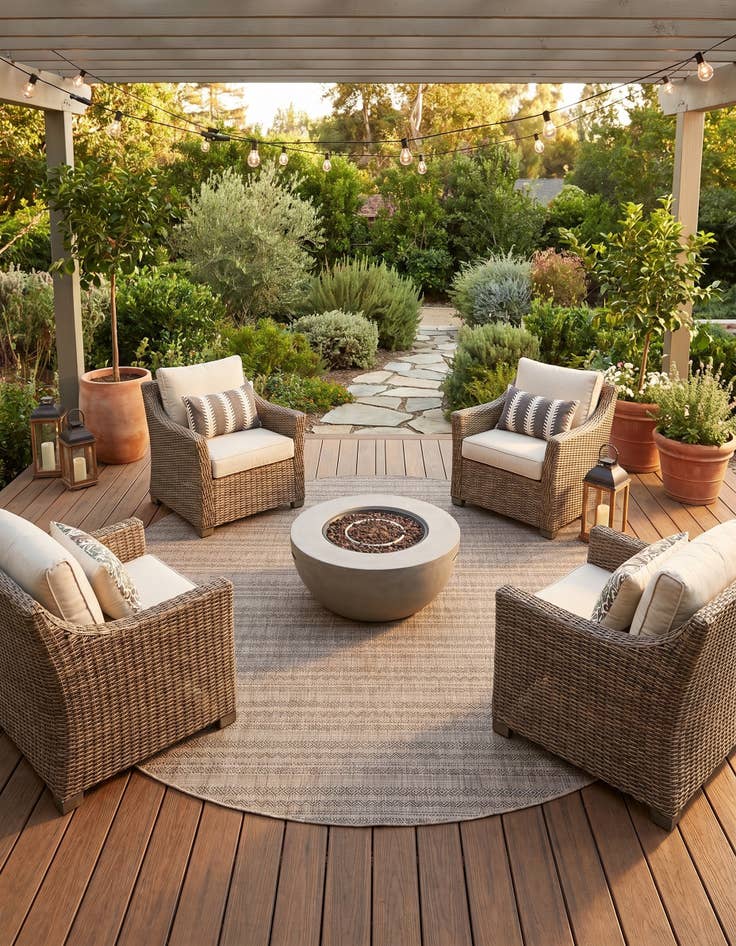 Detail image of 10' x 10' Easy-Clean Ribbon Indoor / Outdoor Round Rug