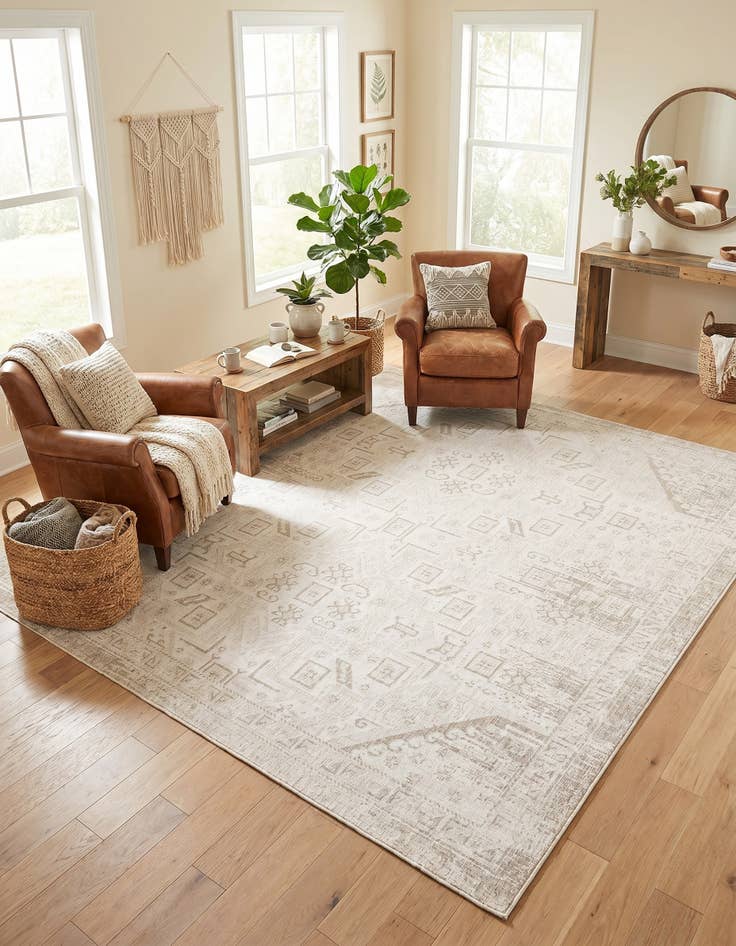 Detail image of 10' x 10' Easy-Clean Aztec Indoor / Outdoor Square Rug