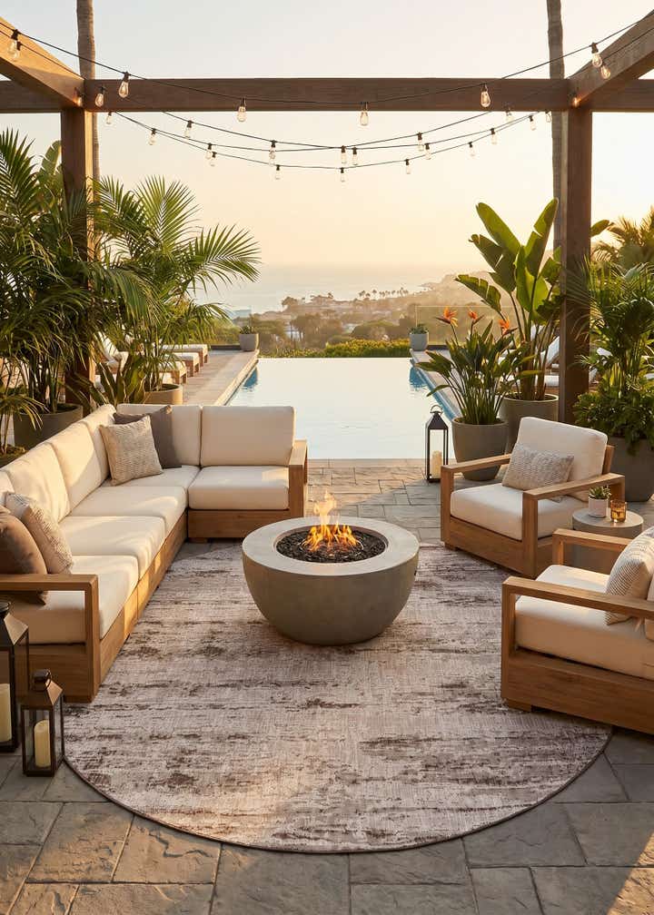10' x 10' Easy-Clean Modern Indoor / Outdoor Round Rug