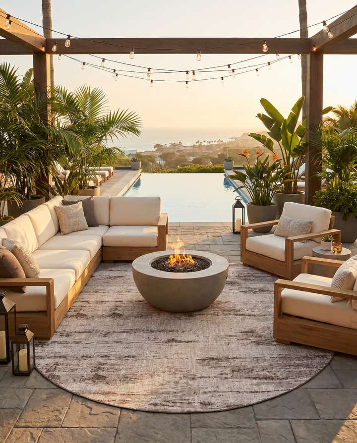 10' x 10' Easy-Clean Modern Indoor / Outdoor Round Rug