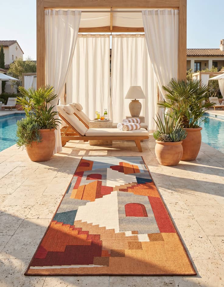 Detail image of 2' x 8' Easy-Clean Modern Indoor / Outdoor Runner Rug