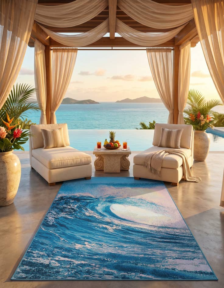 Detail image of 5' 3 x 8' Easy-Clean Modern Indoor / Outdoor Rug