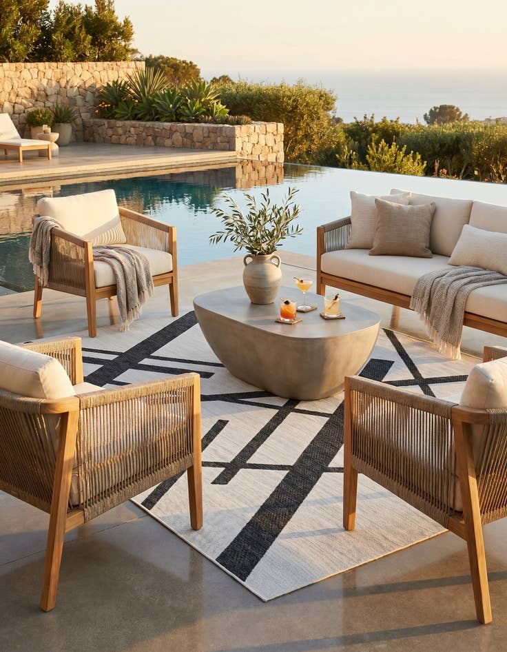 Detail image of 7' 10 x 10' Easy-Clean Modern Indoor / Outdoor Rug