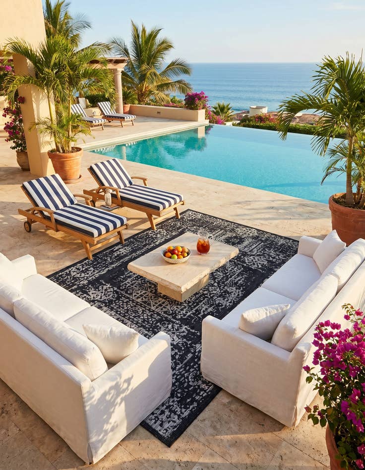 Detail image of 9' x 12' Easy-Clean Traditional Indoor / Outdoor Rug