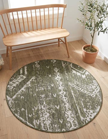 4' x 4' Easy-Clean Bohemian Indoor / Outdoor Round Rug