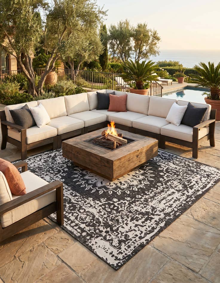 Detail image of 10' x 10' Easy-Clean Traditional Indoor / Outdoor Square Rug