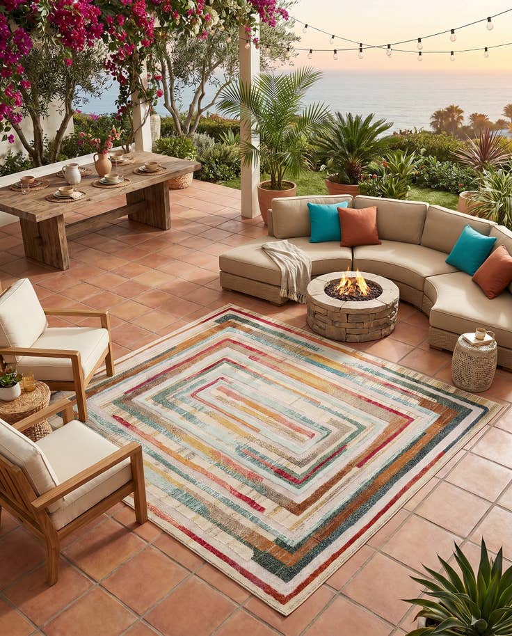 Detail image of 7' 10 x 7' 10 Easy-Clean Casablanca Indoor / Outdoor Square Rug
