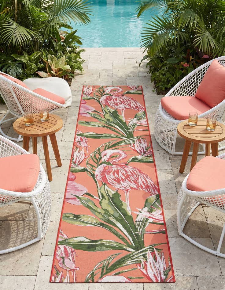 Detail image of 2' x 8' Easy-Clean Botanical Indoor / Outdoor Runner Rug