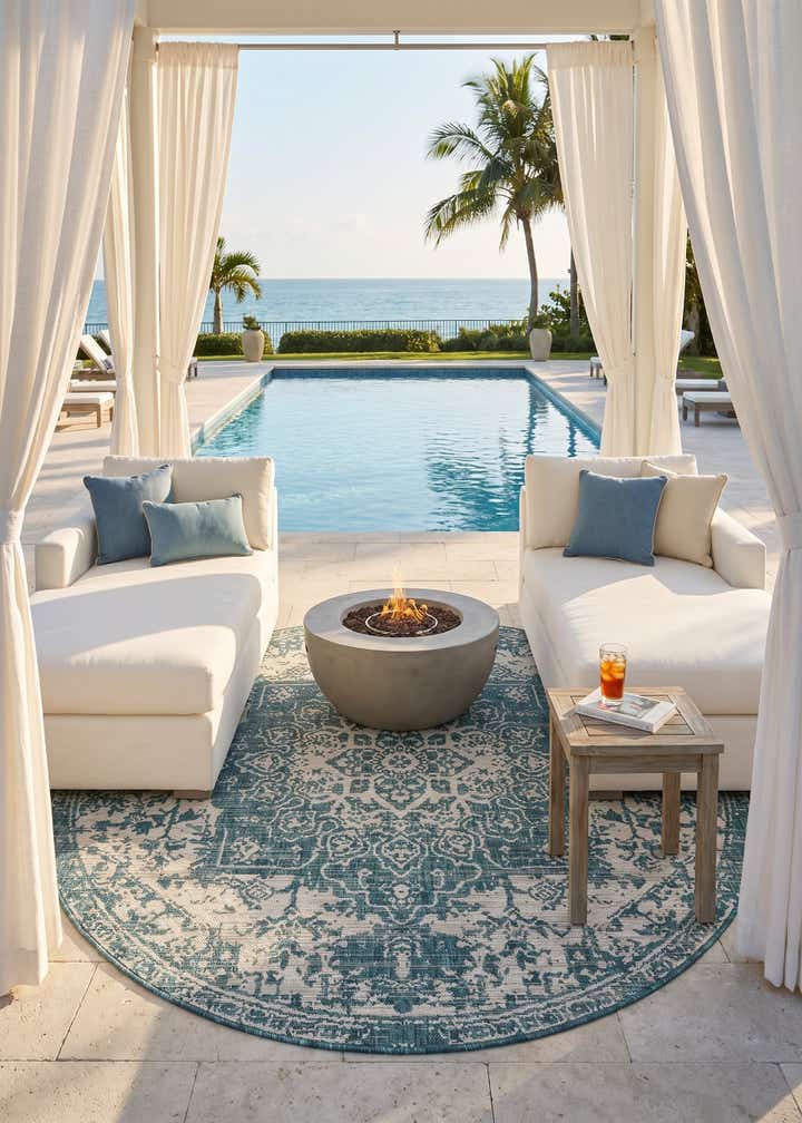 7' x 7' Easy-Clean Jill Zarin Dubai Indoor / Outdoor Round Rug