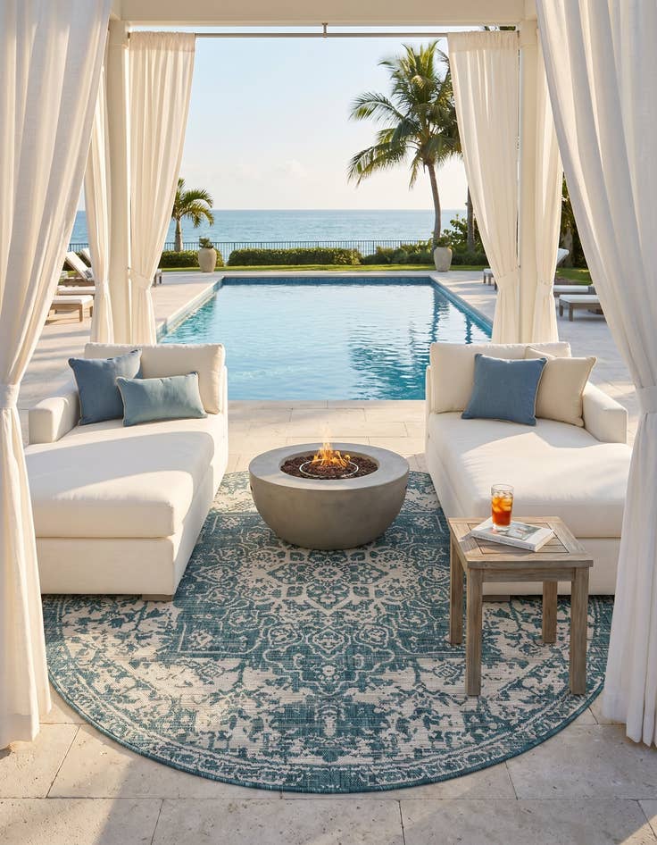 Detail image of 7' x 7' Easy-Clean Jill Zarin Dubai Indoor / Outdoor Round Rug